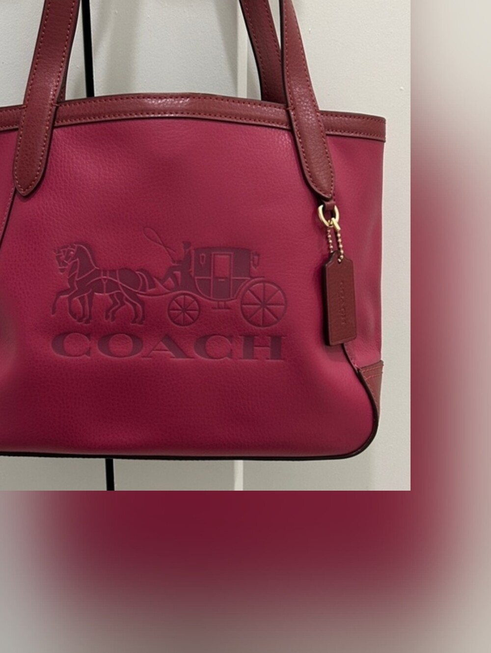 Coach Gallery Tote Horse & Carriage Logo Tote – NWT Magenta/Berry C5775 - Picture 2 of 13